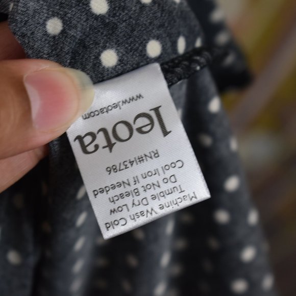 Leota Polka Dot Belted Faux Wrap Long Sleeve Dress - Picture 14 of 15